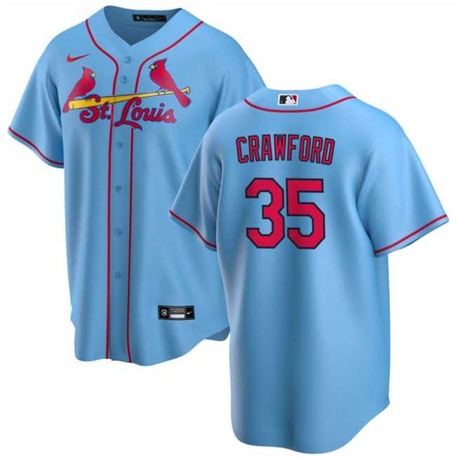 Mens St. Louis Cardinals #35 Brandon Crawford Blue Cool Base Stitched Baseball Jersey Dzhi